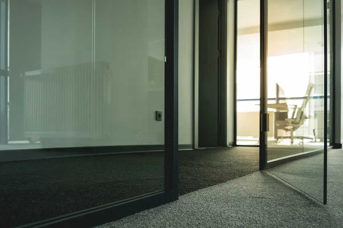 Open Glass Doors to an Office
